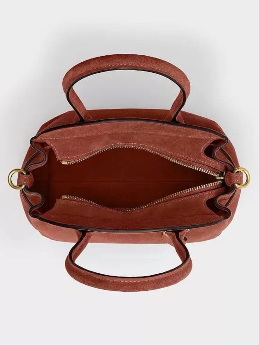 Coach Soft Empire Carryall Bag 21 in Brass/Clay Suede & Refined Calf Leather NWT - Picture 8 of 16